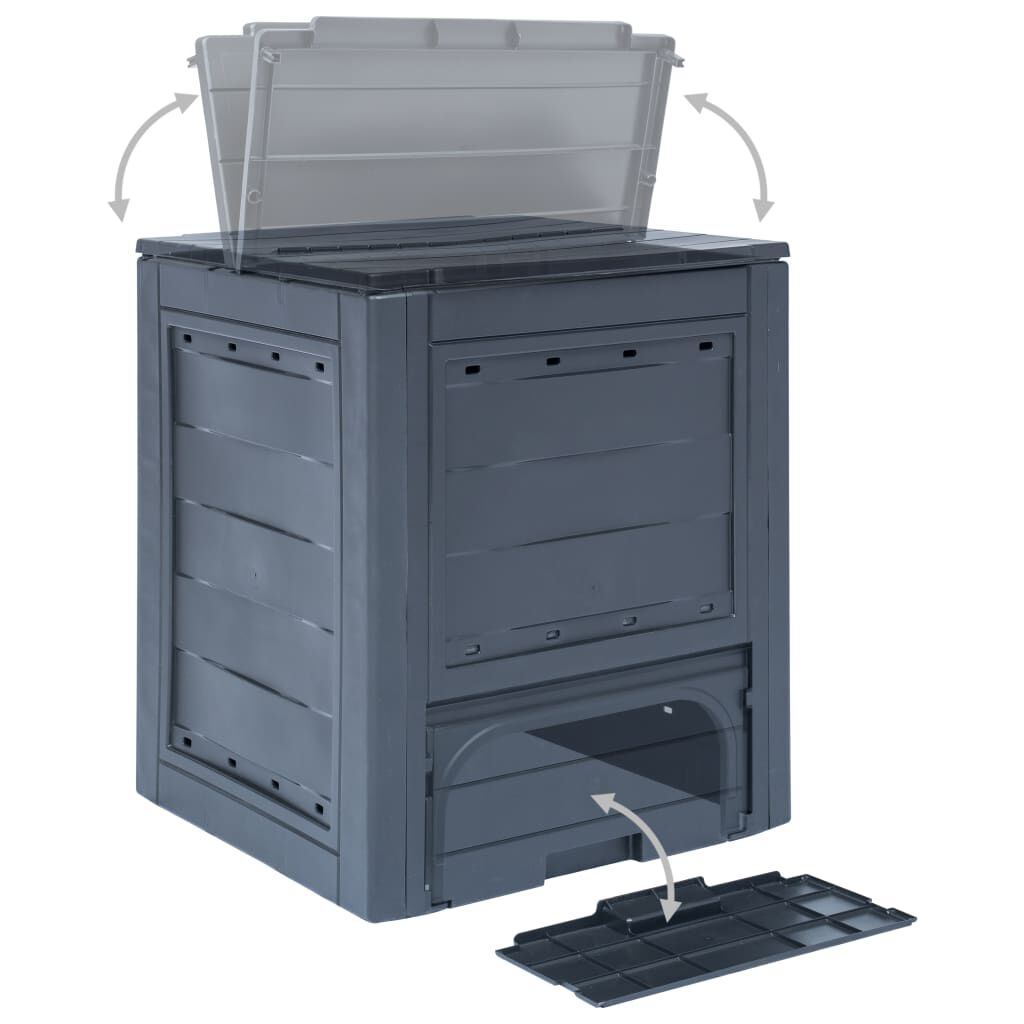 vidaXL Κομποστοποιητής Κήπου Γκρι 60 x 60 x 73 εκ. 260 Λίτρα