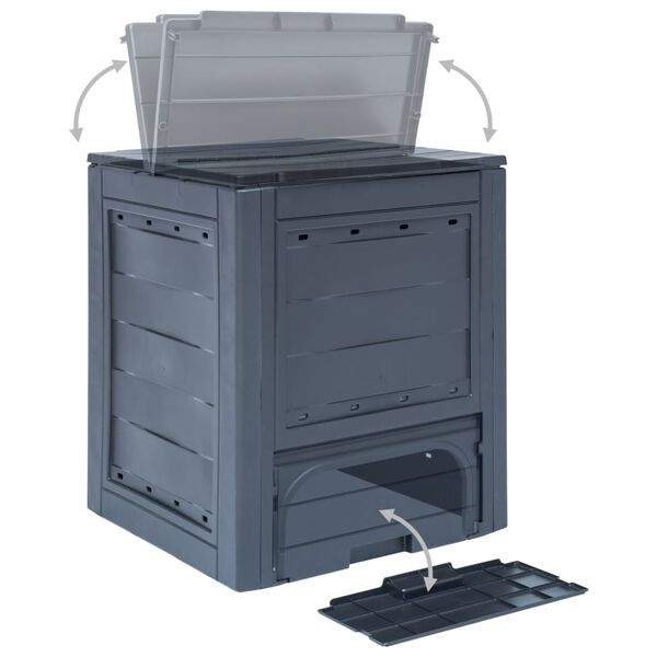 vidaXL Κομποστοποιητής Κήπου Γκρι 60 x 60 x 73 εκ. 260 Λίτρα