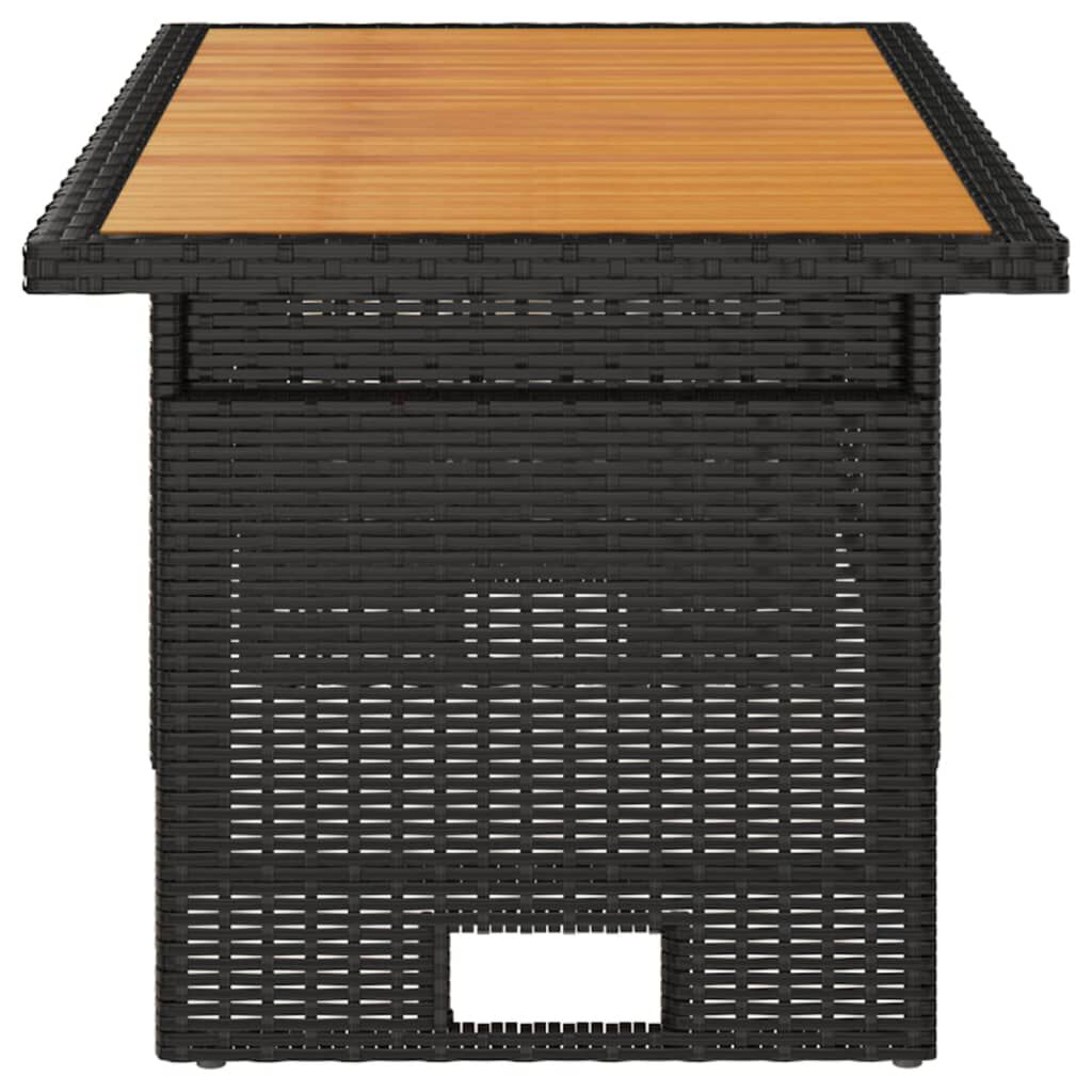 vidaXL Τραπέζι Κήπου Μαύρο 100x50x43/63 εκ. Μασίφ Ακακία & Συνθ. Ρατάν