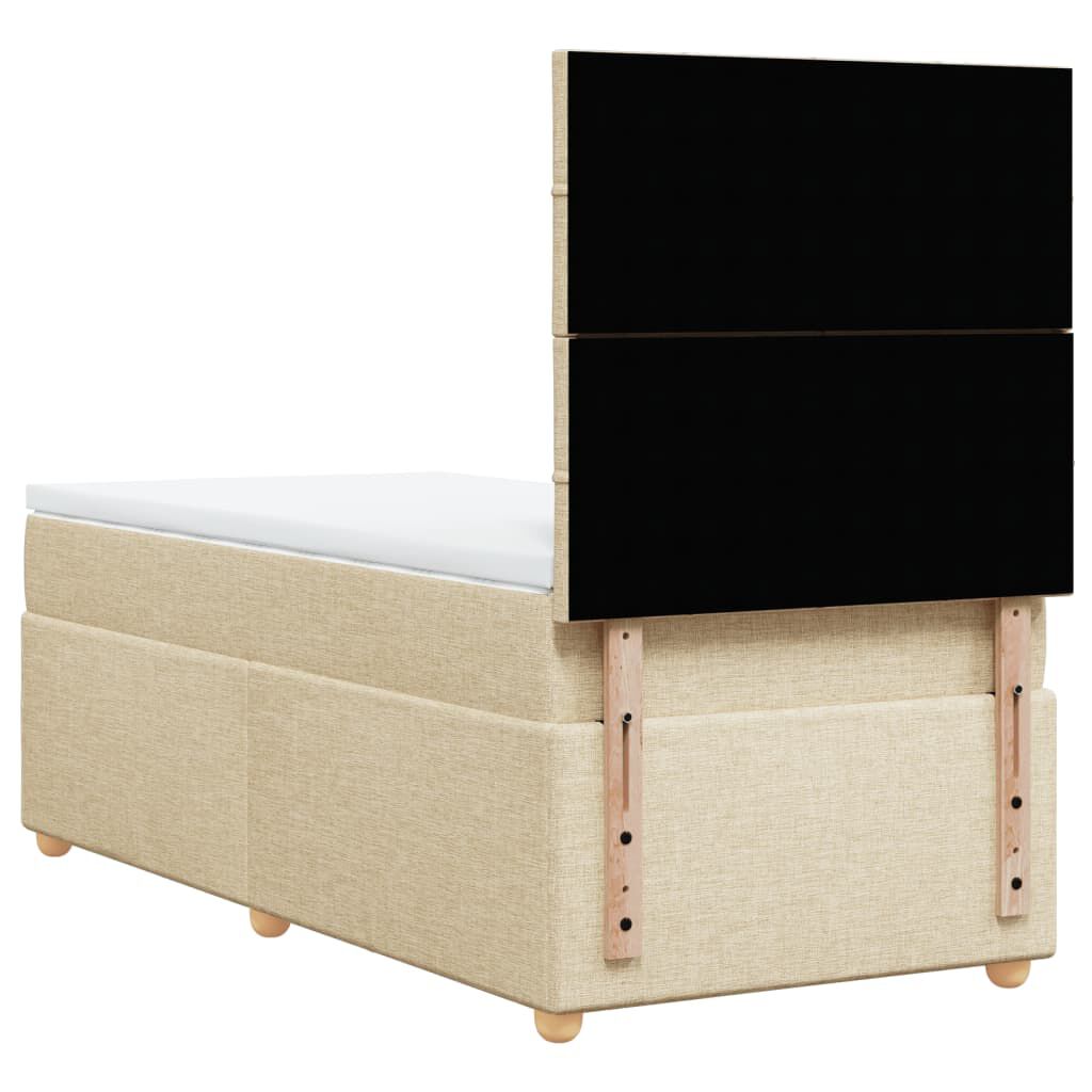 vidaXL Κρεβάτι Boxspring με Στρώμα Κρεμ 90x190 εκ.Υφασμάτινο