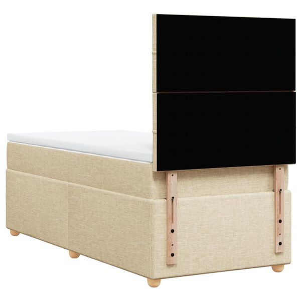 vidaXL Κρεβάτι Boxspring με Στρώμα Κρεμ 90x190 εκ.Υφασμάτινο