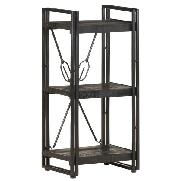 vidaXL Βιβλιοθήκη με 3 Επίπεδα Μαύρη 40x30x80 εκ. Μασίφ Ξύλο Μάνγκο
