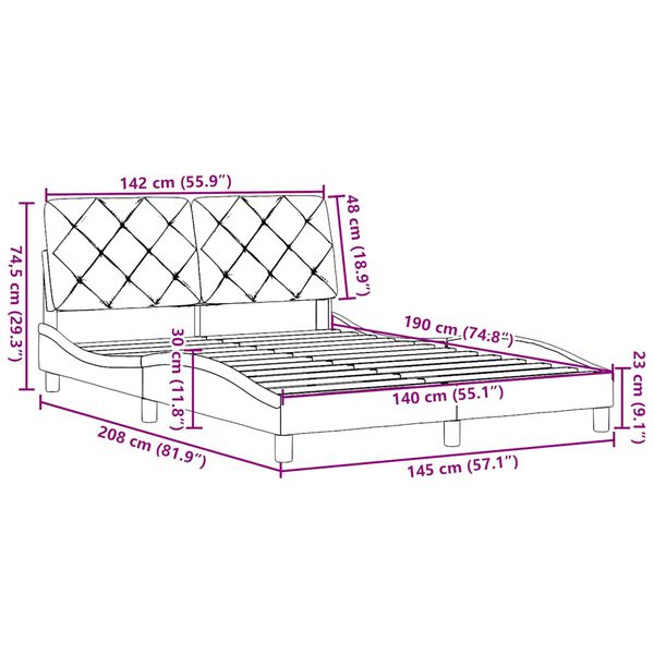 vidaXL Σκελετός Κρεβατιού Χωρίς Στρώμα Taupe 140x190 εκ. Υφασμάτινο