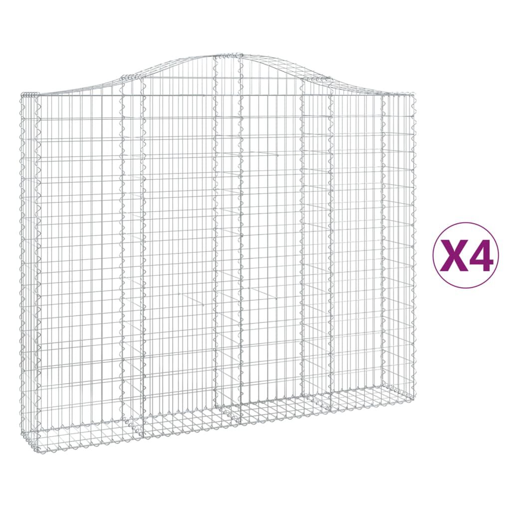 vidaXL Συρματοκιβώτια Τοξωτά 4 τεμ. 200x30x160/180 εκ. Γαλβαν. Ατσάλι