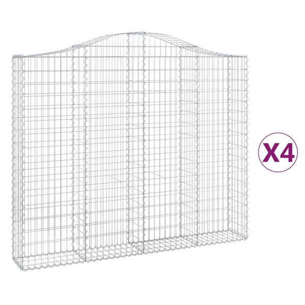vidaXL Συρματοκιβώτια Τοξωτά 4 τεμ. 200x30x160/180 εκ. Γαλβαν. Ατσάλι