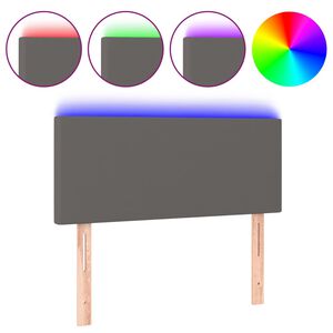 vidaXL Κεφαλάρι Κρεβατιού LED Γκρι 100x5x78/88 εκ. από Συνθετικό Δέρμα