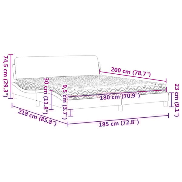 vidaXL Κρεβάτι με Στρώμα Σκούρο Γκρι 180x200 εκ. Βελούδινο