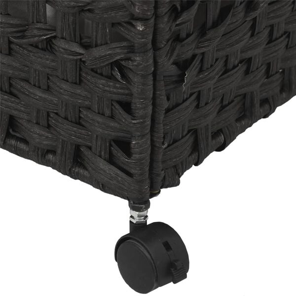 vidaXL Καλάθι Άπλυτων με Τροχούς Μαύρο 66x35x60 εκ. από Ρατάν