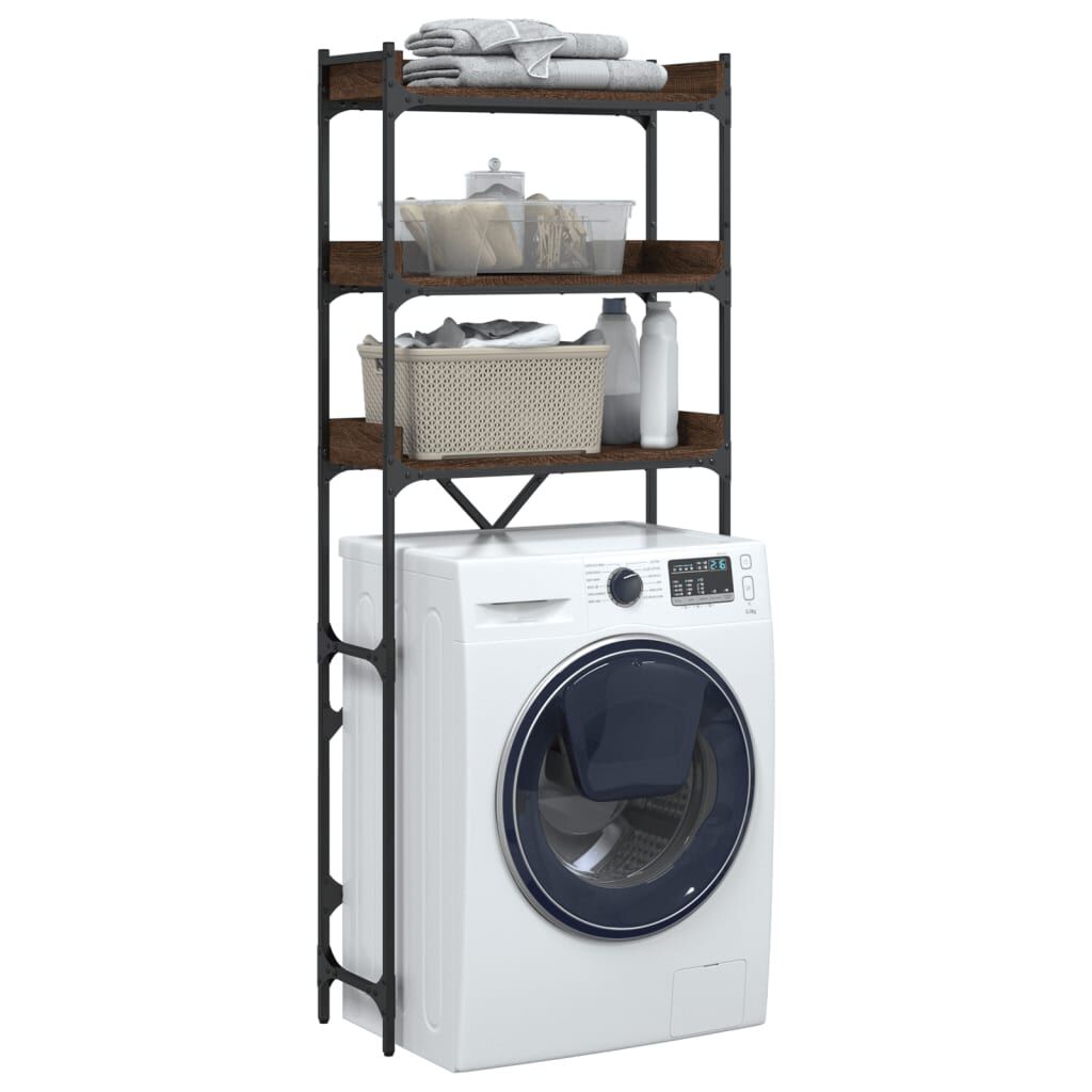 vidaXL Ραφιέρα Πλυντηρίου Καφέ Δρυς 67 x 25 x 163 εκ. Επεξεργ. Ξύλο