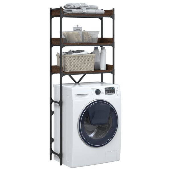 vidaXL Ραφιέρα Πλυντηρίου Καφέ Δρυς 67 x 25 x 163 εκ. Επεξεργ. Ξύλο