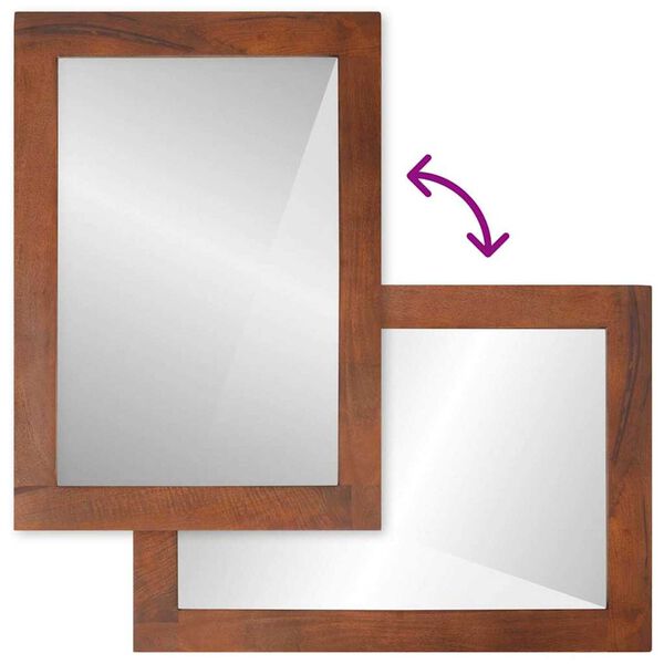 vidaXL Καθρέφτης Καφέ, ασημί 50 x 70 cm Στερεό ξύλο μάνγκο, γυαλί