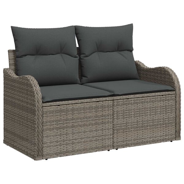 vidaXL Σετ Καναπέ Κήπου 7 pcs Γκρι 55 x 55 x 37 εκ Πολυ ράταν