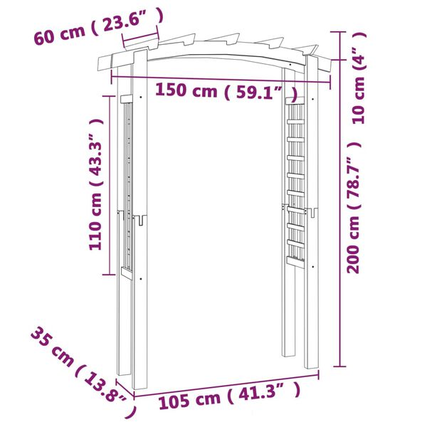 vidaXL Αψίδα Καφασωτό 150 x 60 x 210 εκ. από Ξύλο