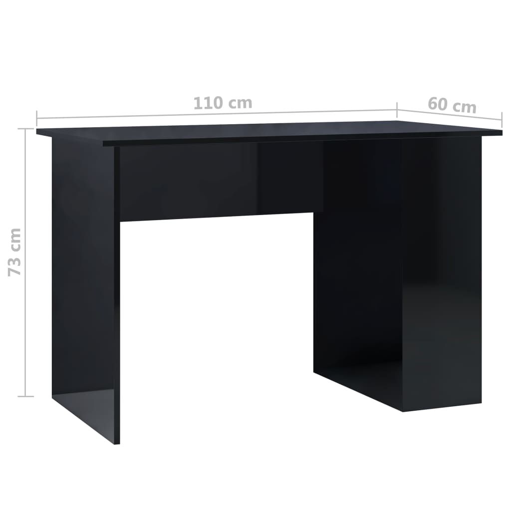 vidaXL Γραφείο Γυαλιστερό Μαύρο 110 x 60 x 73 εκ. από Μοριοσανίδα