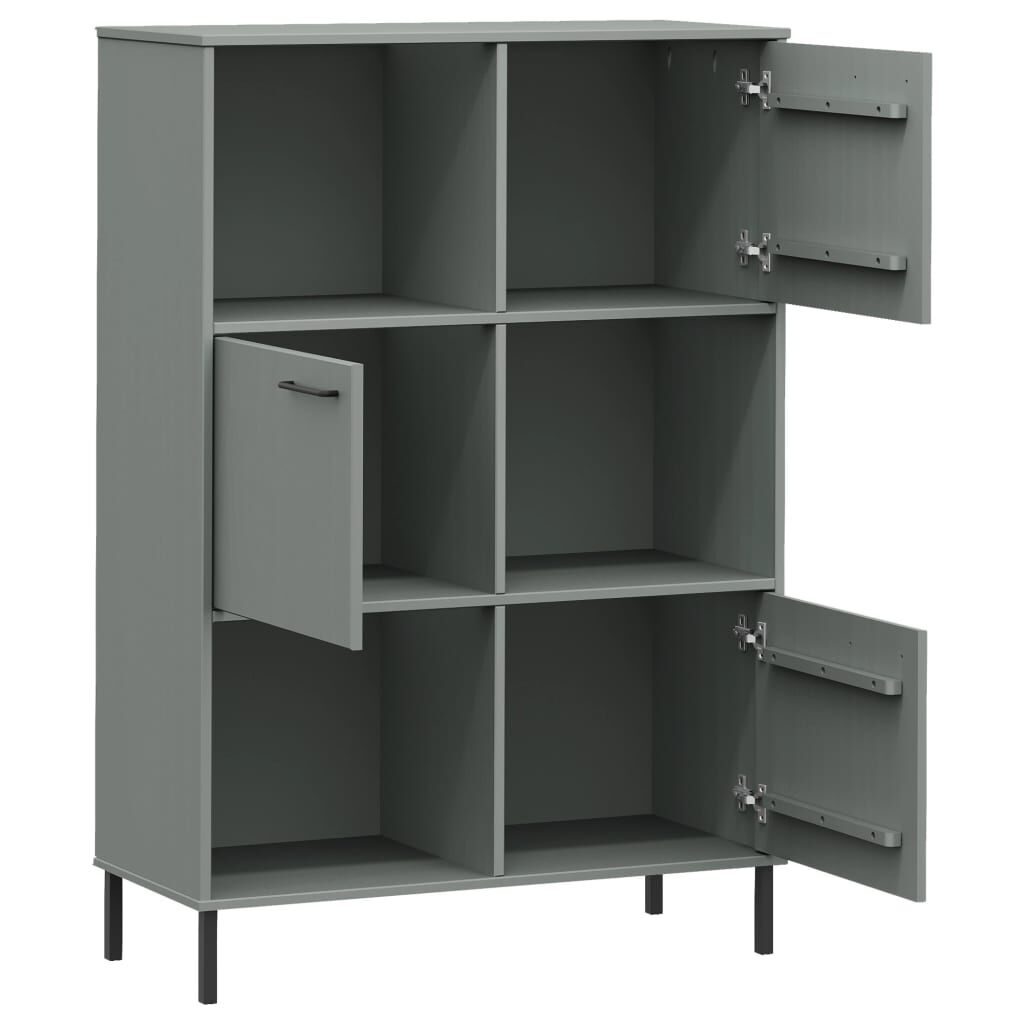 vidaXL Βιβλιοθήκη OSLO Γκρι 90x35x128,5 εκ. Μασίφ Ξύλο με Μετ. Πόδια