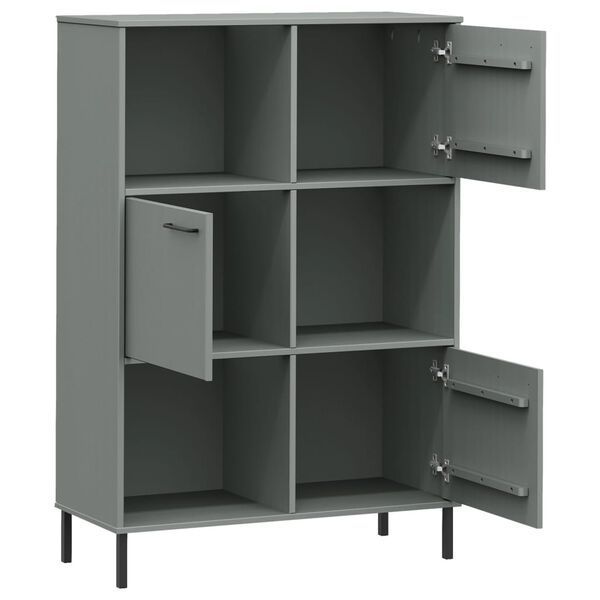 vidaXL Βιβλιοθήκη OSLO Γκρι 90x35x128,5 εκ. Μασίφ Ξύλο με Μετ. Πόδια