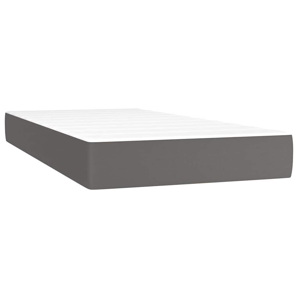 vidaXL Κρεβάτι Boxspring με Στρώμα & LED Γκρι 120x190 εκ. Συνθ. Δέρμα