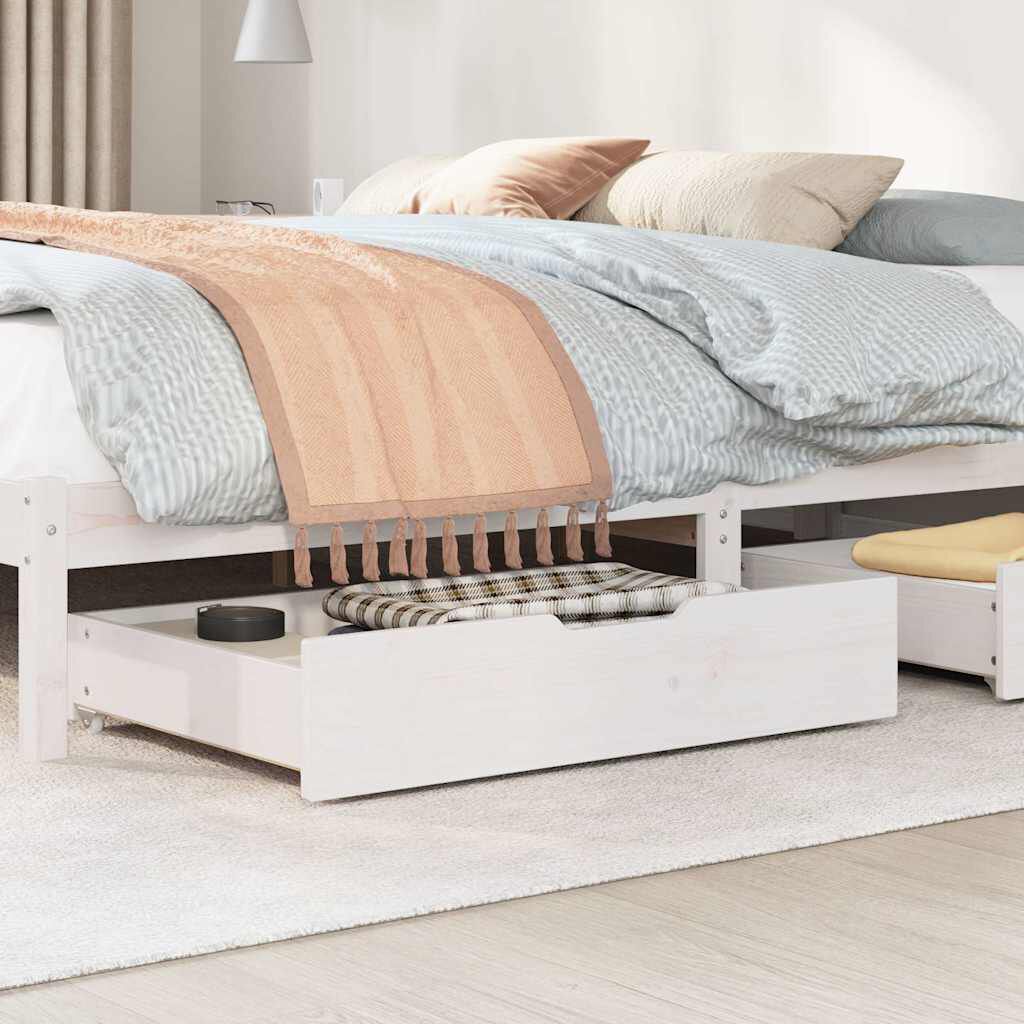 vidaXL Συρτάρια Κρεβατιού 2 τεμ Λευκό 85x55x17 εκ. Μασίφ Ξύλο Πεύκου