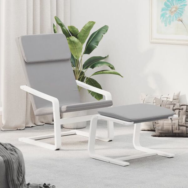 vidaXL Πολυθρόνα Relax Ανοιχτό Γκρι Υφασμάτινη με Υποπόδιο