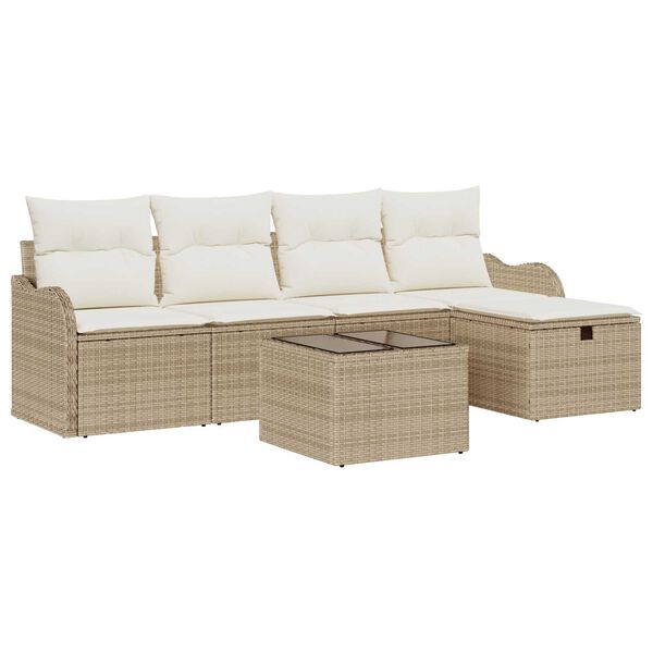 vidaXL Σετ Καναπέ Κήπου 6 pcs μπεζ και κρεμ 231 x 117 x 85 εκ