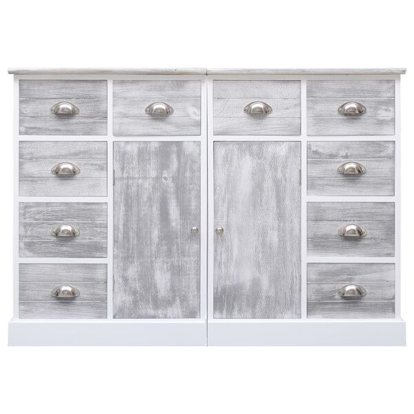 vidaXL Ντουλάπι με 10 Συρτάρια Γκρι 113 x 30 x 79 εκ. από Ξύλο