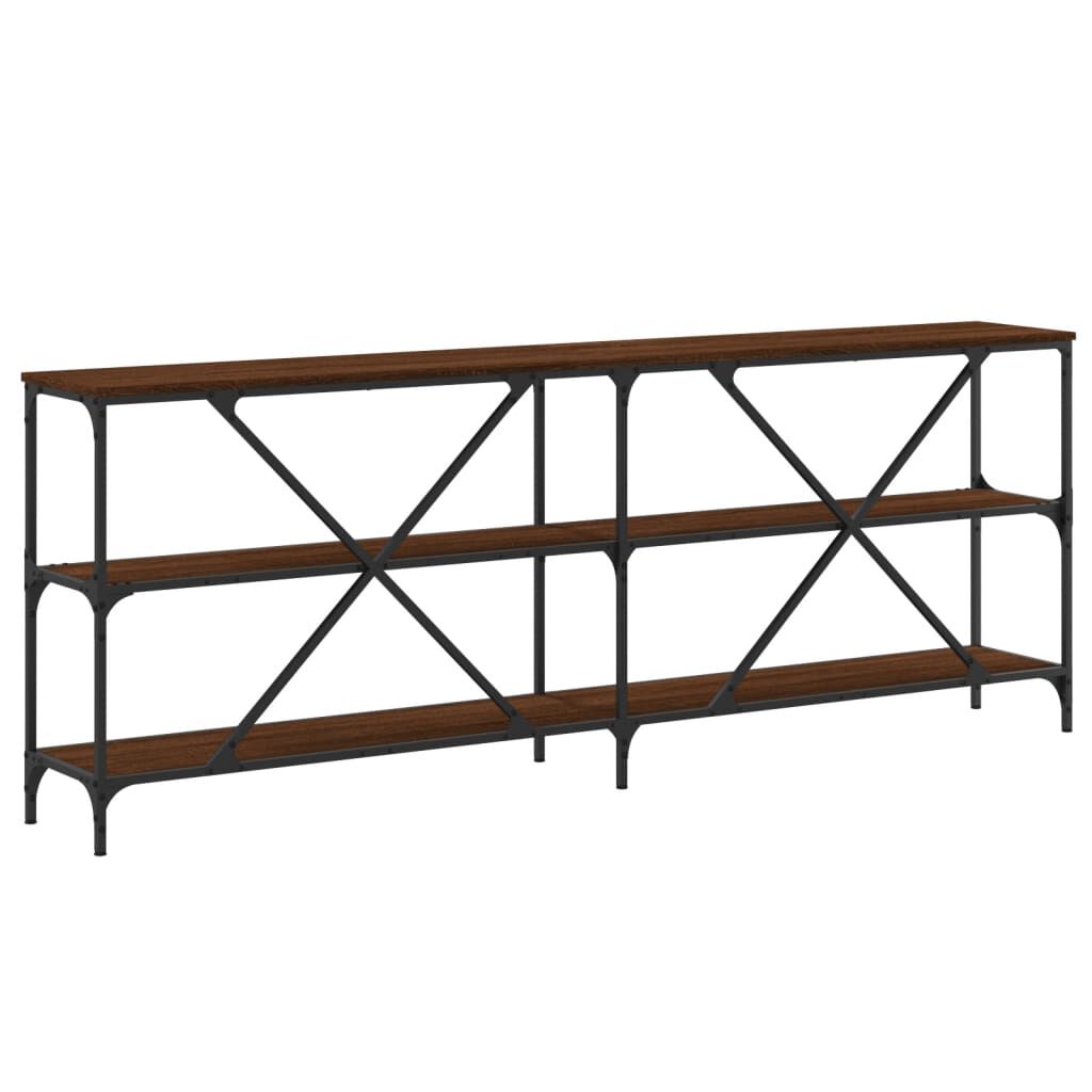 vidaXL Τραπέζι Κονσόλα Καφέ Δρυς 200x30x75 εκ. Επεξ. Ξύλο/Σίδηρος