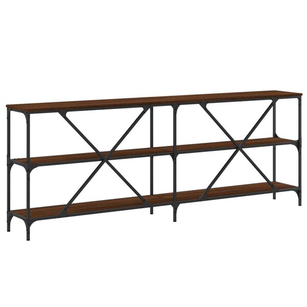 vidaXL Τραπέζι Κονσόλα Καφέ Δρυς 200x30x75 εκ. Επεξ. Ξύλο/Σίδηρος