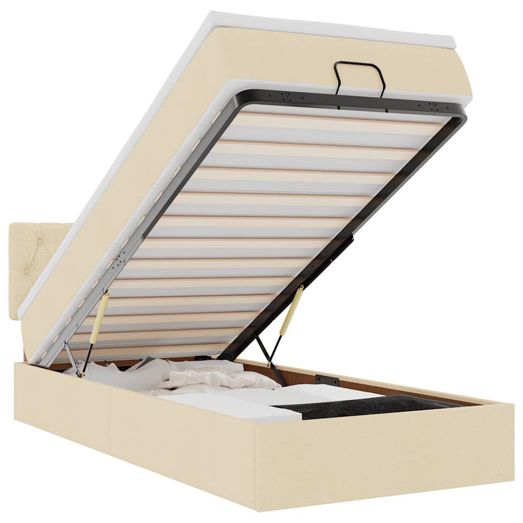 vidaXL Οθωμανικό κρεβάτι με στρώμα Cream 80x200cm ύφασμα