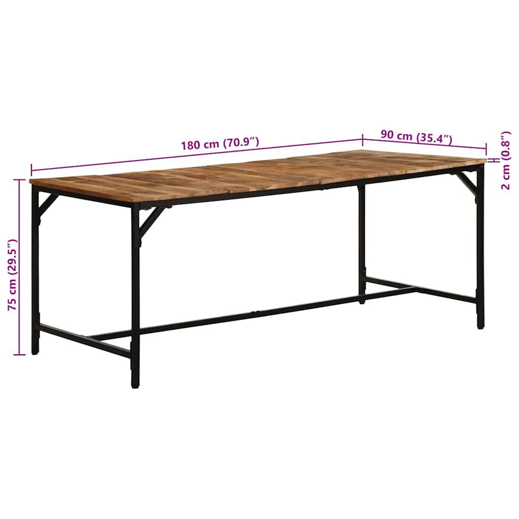 vidaXL Τραπεζαρία 180 x 90 x 75 εκ. από Μασίφ Ακατέργαστο Ξύλο Μάνγκο