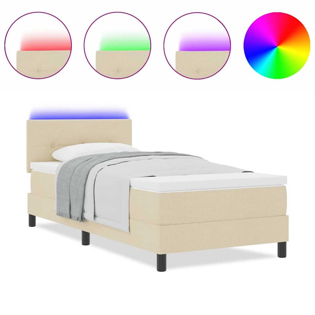 vidaXL Κρεβάτι με ελατήρια με στρώμα Κρεμ 90 x 190 cm ύφασμα