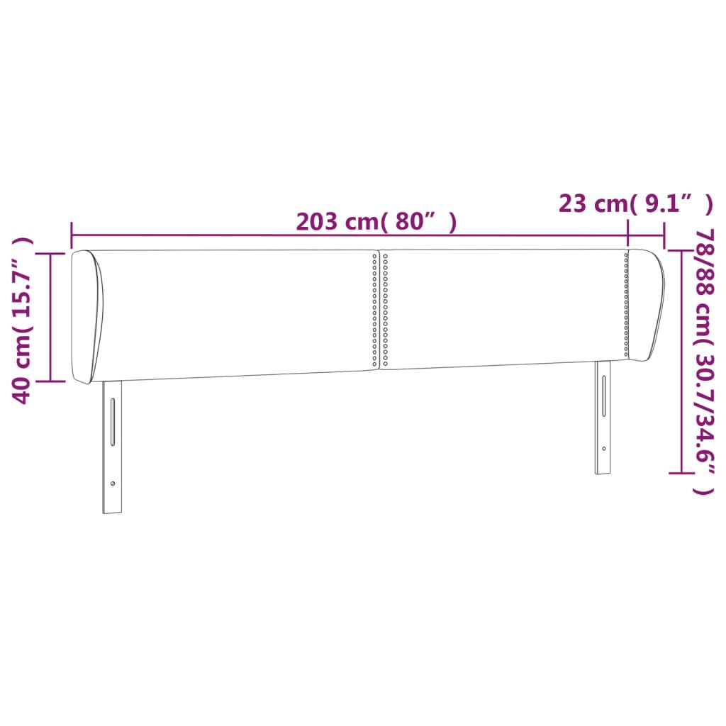 vidaXL Κεφαλάρι με Πτερύγια Γκρι 203x23x78/88 εκ. Συνθετικό Δέρμα