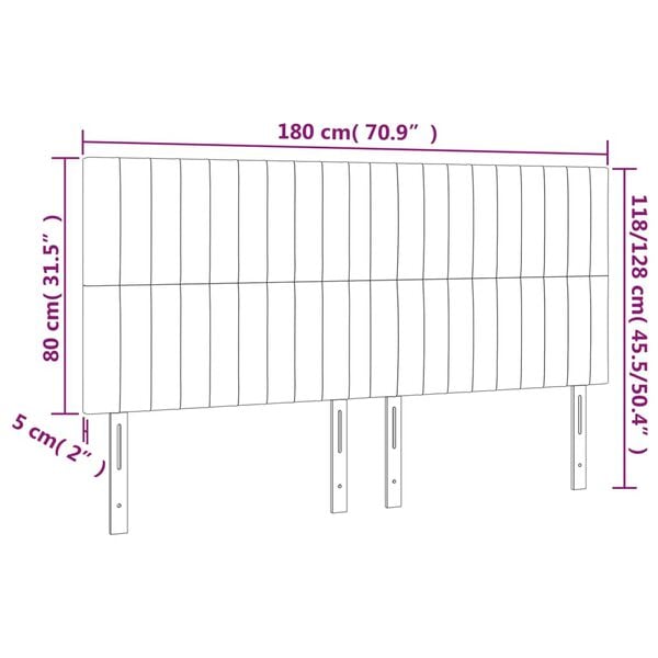 vidaXL Κεφαλάρι Κρεβατιού LED Κρεμ 180x5x118/128 εκ. Υφασμάτινο