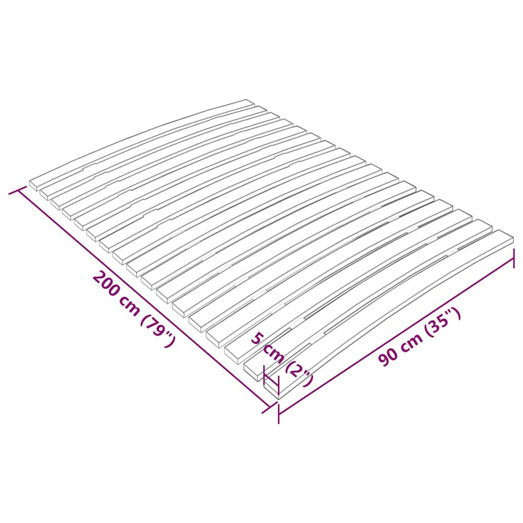 vidaXL Τελάρο Κρεβατιού με 17 Σανίδες 90 x 200 εκ.