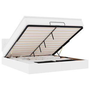 vidaXL Οθωμανικό κρεβάτι με στρώματα & LEDs Καθαρό λευκό Faux Leather