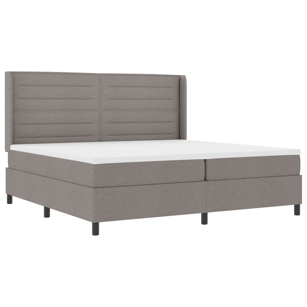 κρεβάτι Box Spring με στρώμα & LED Taupe 200x200 εκ. Υφασμάτινο