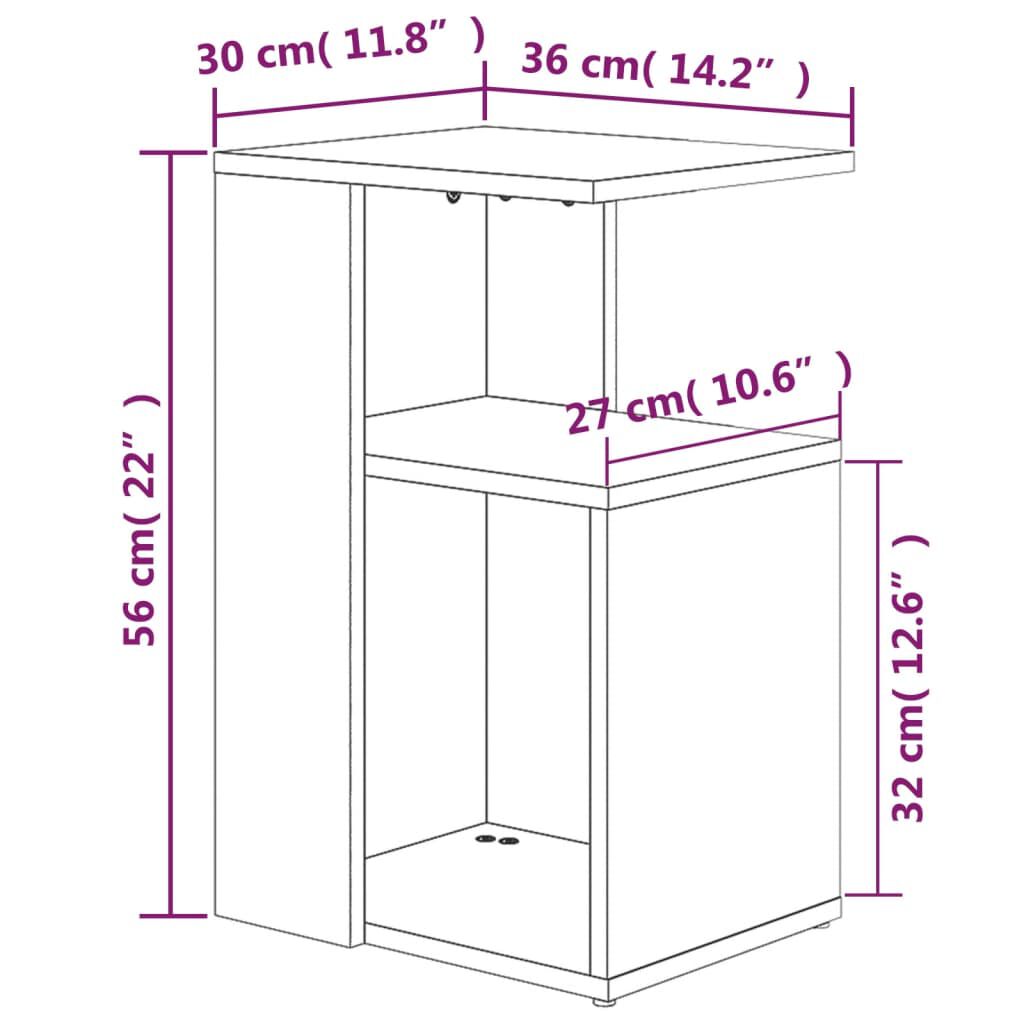 vidaXL Τραπέζι Βοηθητικό Καπνιστή Δρυς 36x30x56 εκ. Επεξεργασμένο Ξύλο