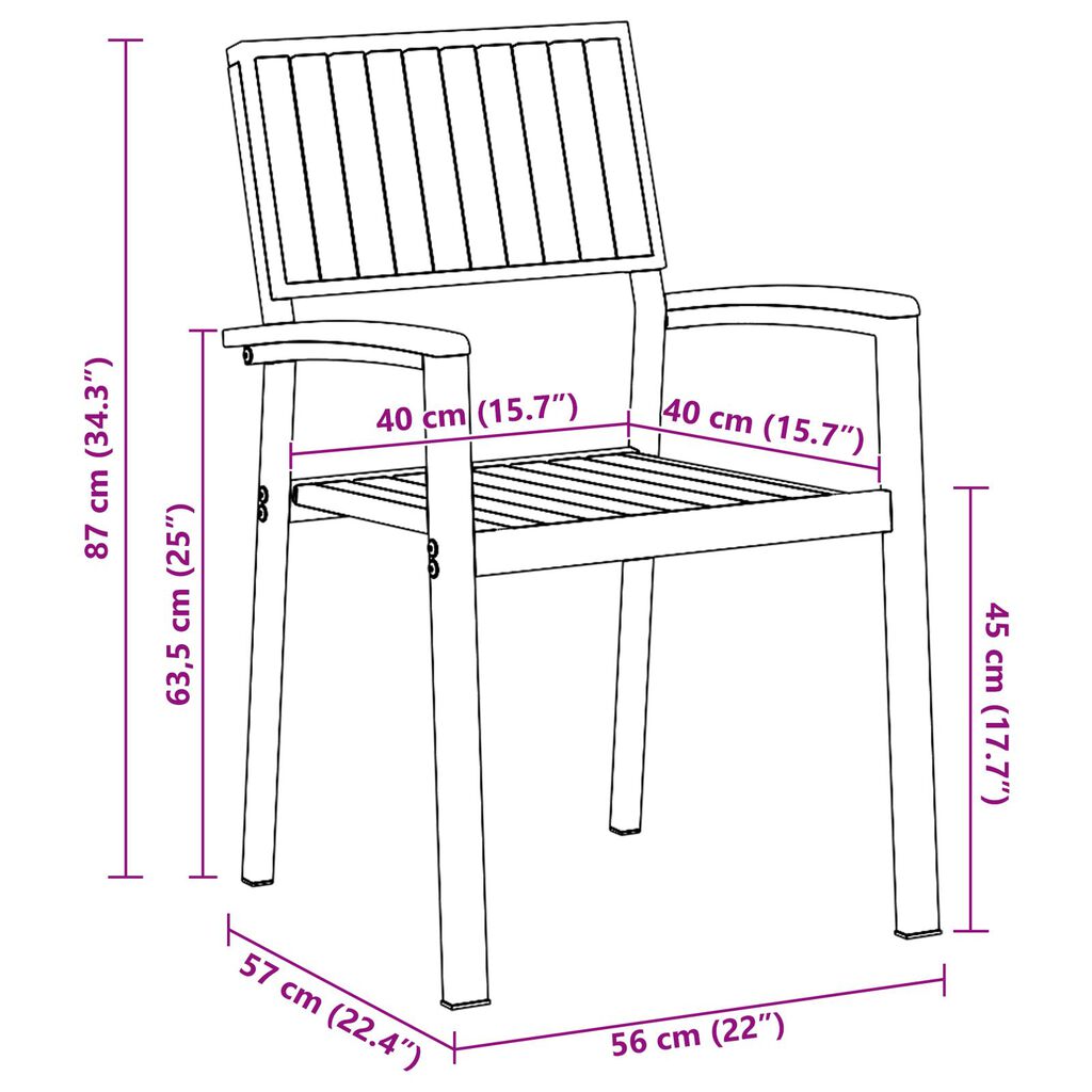 vidaXL Σετ Φαγητού 7 Τεμαχίων Solid Wood Acacia και Μετάλλου