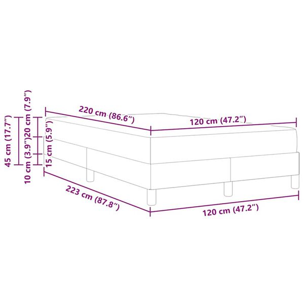 vidaXL Κρεβάτι box spring με στρώμα Ροζ 120 x 220 cm Βελούδο