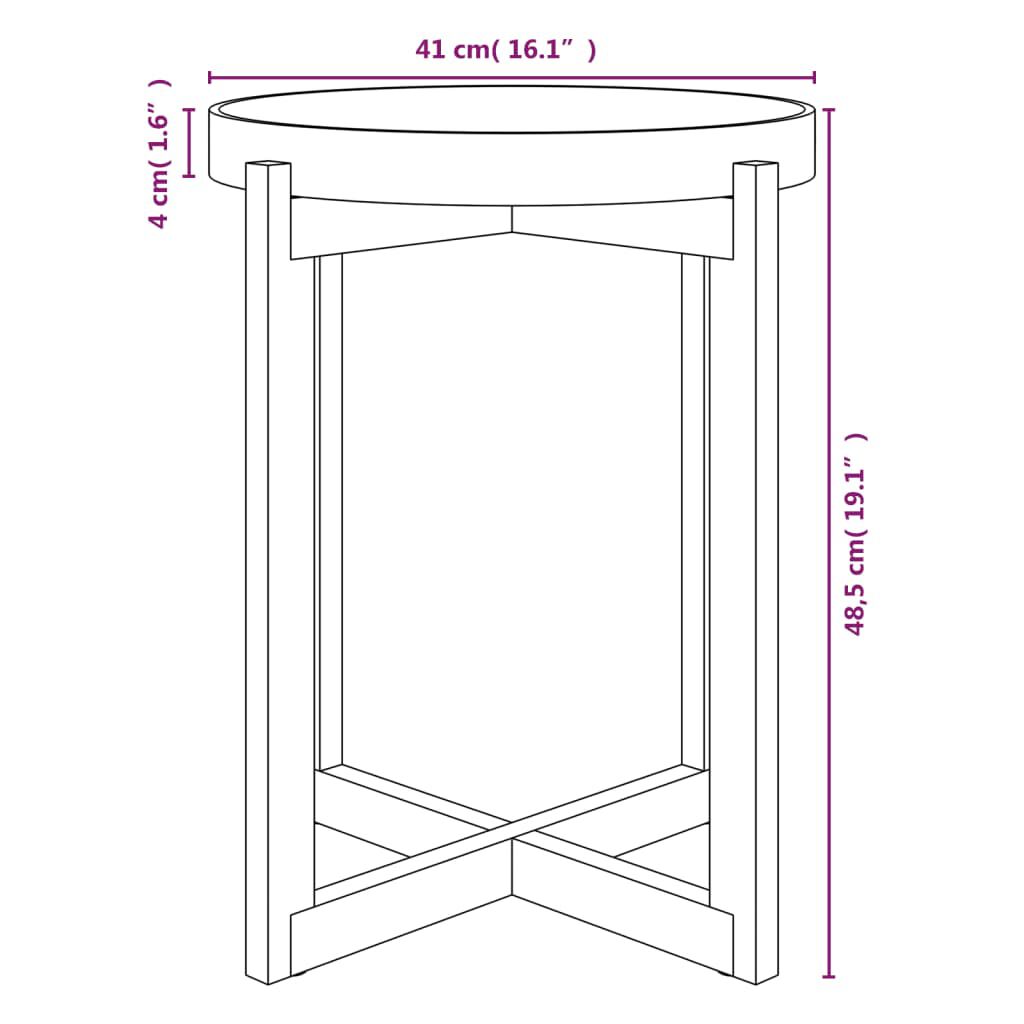 vidaXL Τραπεζάκι Σαλονιού Μαύρο 41x41x48,5 εκ. Επεξ. Ξύλο&Μασίφ Πεύκο