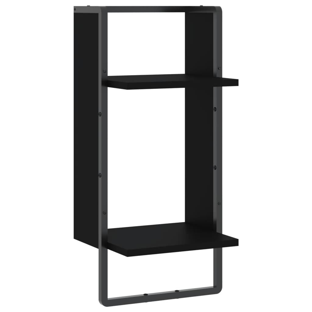 vidaXL Ράφι Τοίχου με Μπάρα Μαύρο 30 x 25 x 65 εκ.