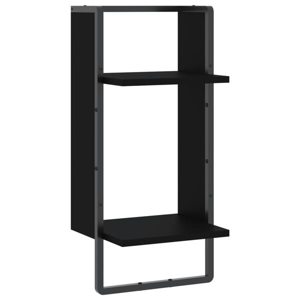 vidaXL Ράφι Τοίχου με Μπάρα Μαύρο 30 x 25 x 65 εκ.
