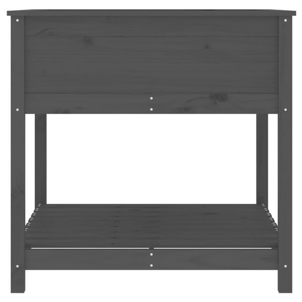 vidaXL Ζαρντινιέρα με Ράφι Γκρι 82,5x82,5x81 εκ. Μασίφ Ξύλο Πεύκου