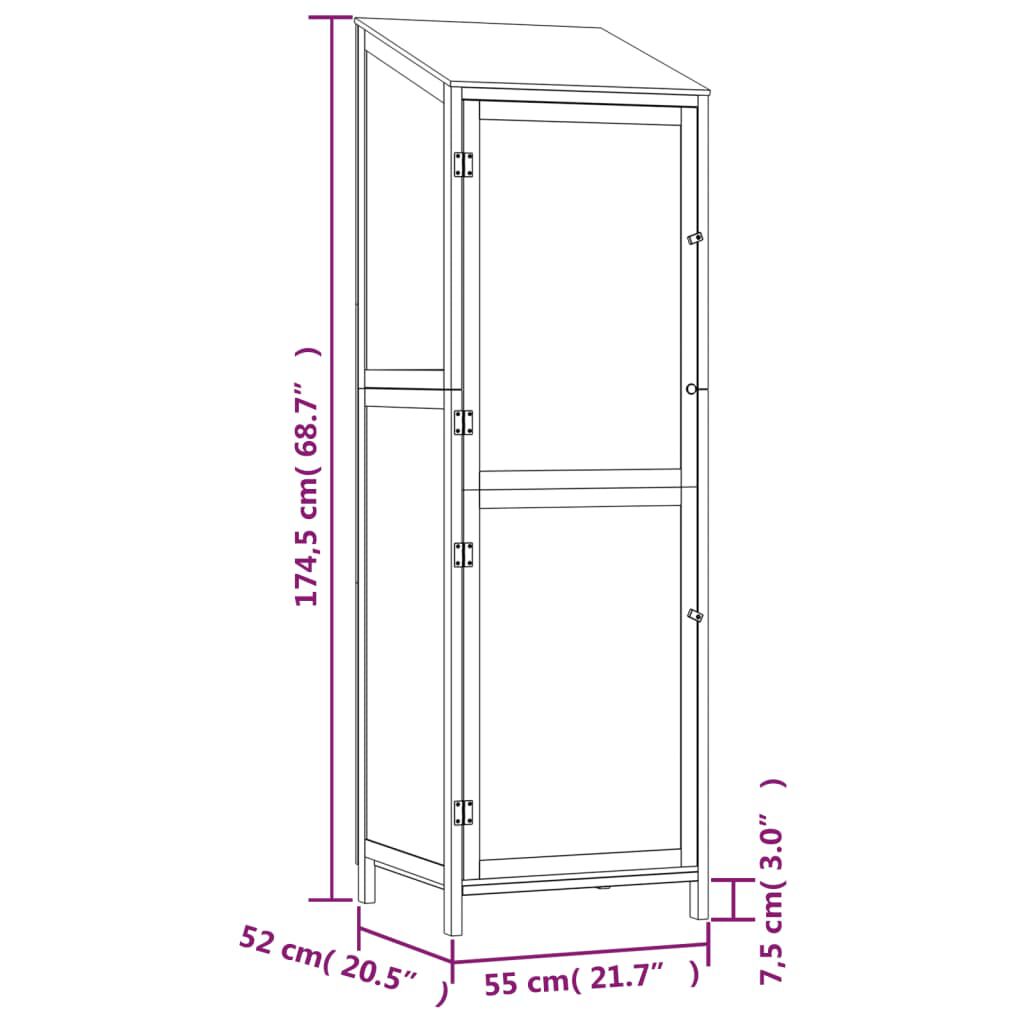 vidaXL Αποθήκη Κήπου Ανθράκι 55 x 52 x 174,5 εκ. από Μασίφ Ξύλο Ελάτης