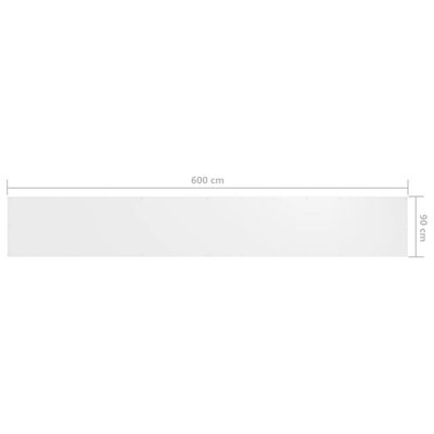 vidaXL Διαχωριστικό Βεράντας Λευκό 90 x 600 εκ. Ύφασμα Oxford