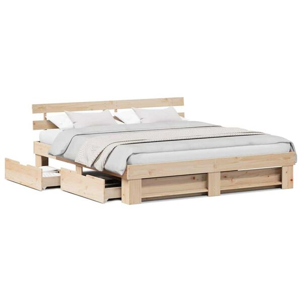vidaXL Σκελετός Κρεβατιού Καφέ 180 x 200 cm Μασίφ ξύλο πεύκου