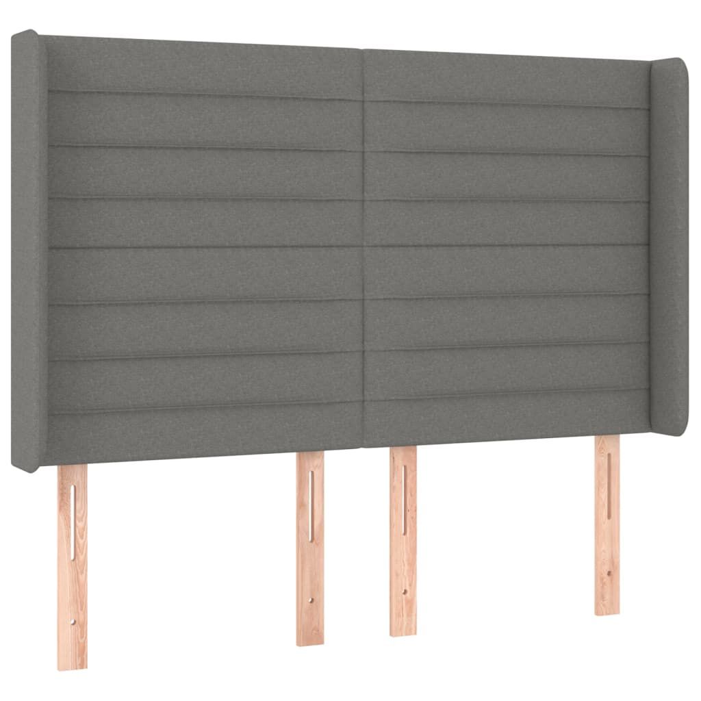 vidaXL Κεφαλάρι Κρεβατιού LED Σκούρο Γκρι 147x16x118/128εκ. Υφασμάτινο