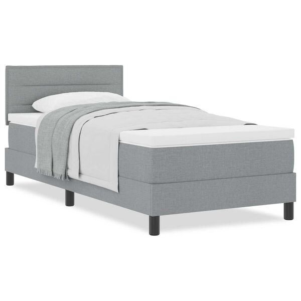 vidaXL Κρεβάτι box spring με στρώμα Ανοιχτό γκρι 90 x 190 cm ύφασμα