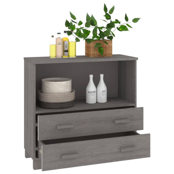 vidaXL Ντουλάπι HAMAR Αν. Γκρι 85 x 35 x 80 εκ. από Μασίφ Ξύλο Πεύκου