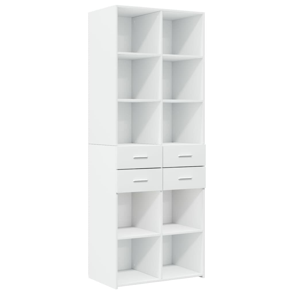 vidaXL Ραφιέρα με Ντουλάπια Λευκή 70x42,5x225 εκ. Επεξεργασμένο Ξύλο