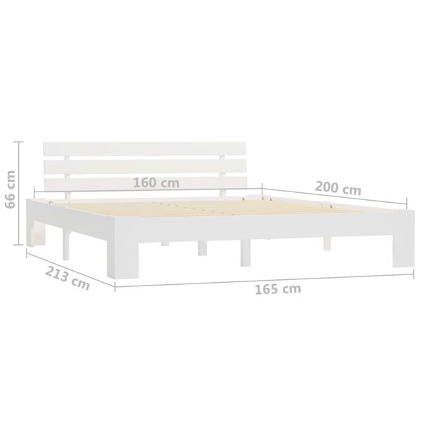 vidaXL Πλαίσιο Κρεβατιού Λευκό 160 x 200 εκ. από Μασίφ Ξύλο Πεύκου